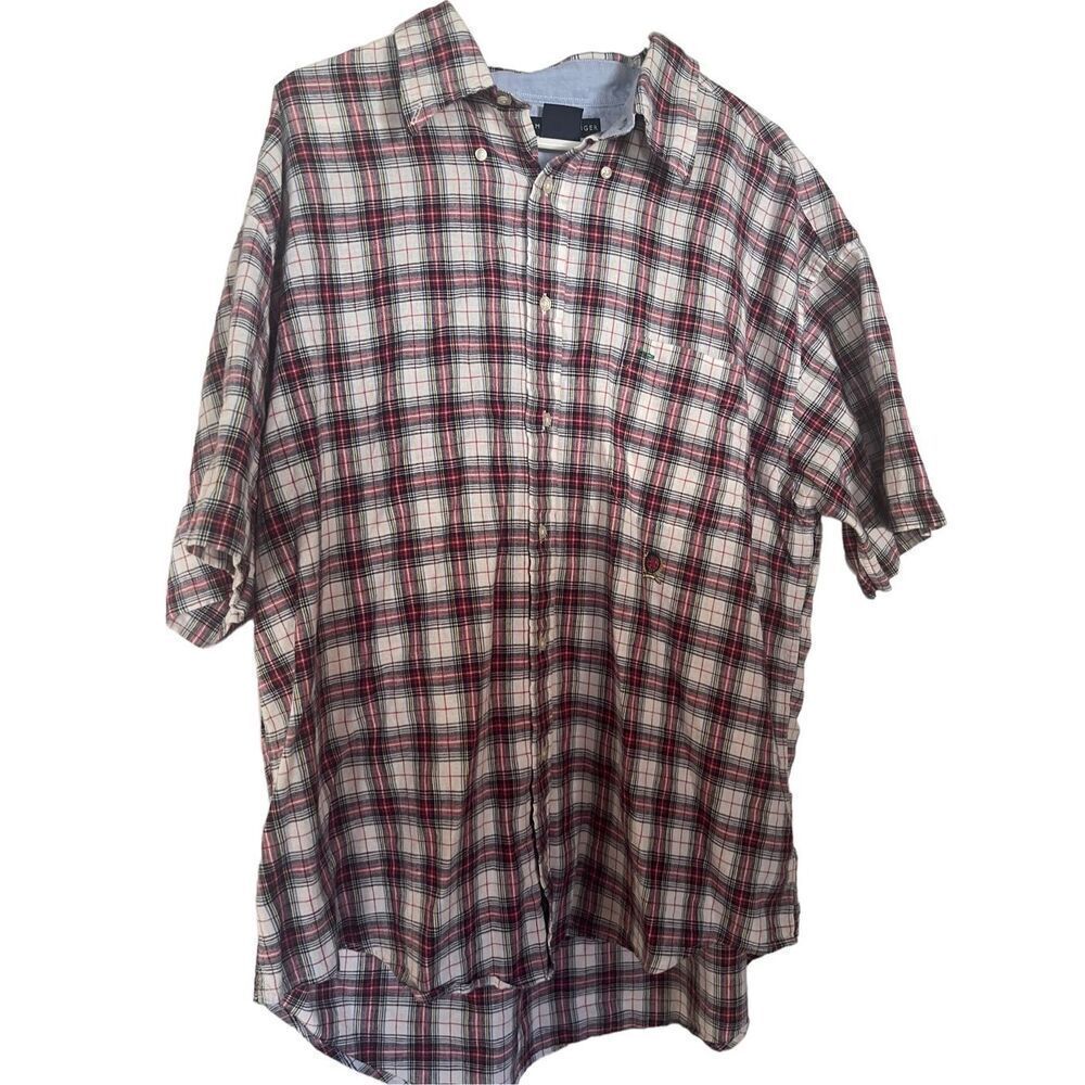 Tommy Hilfiger Men's Button-Up Short Sleeve Plaid Multicolor Shirt Size XXL